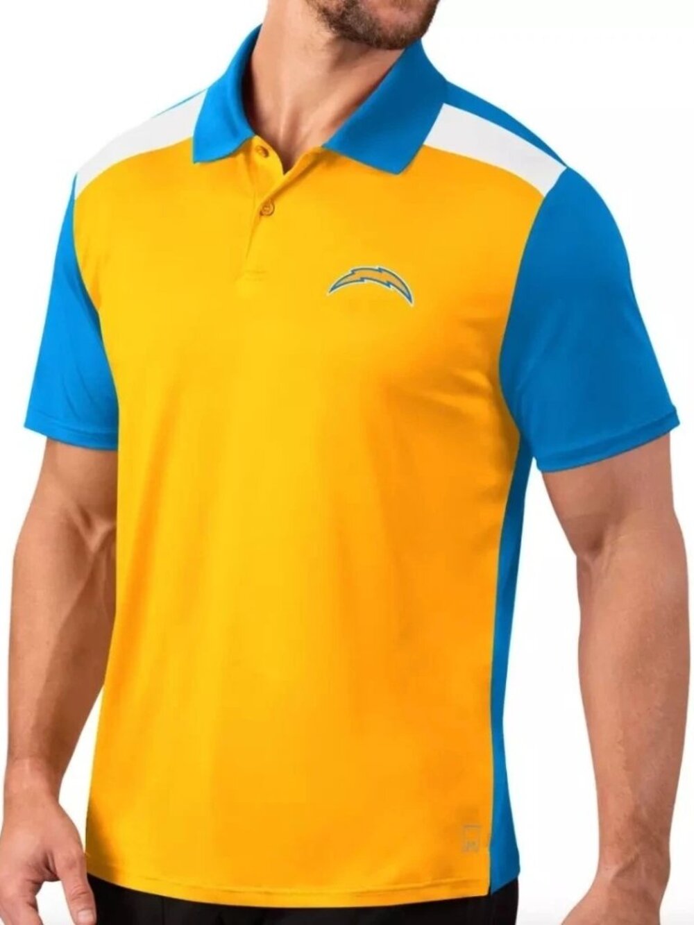 MSX by Michael Strahan Los Angeles Chargers Color Block Polo Shirt Mens NWT Sz M